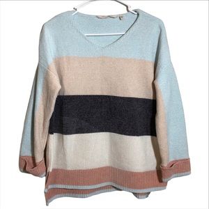 Soft Surroundings Lisbeth Block Pastels Colors Sweater Long Sleeves Size S